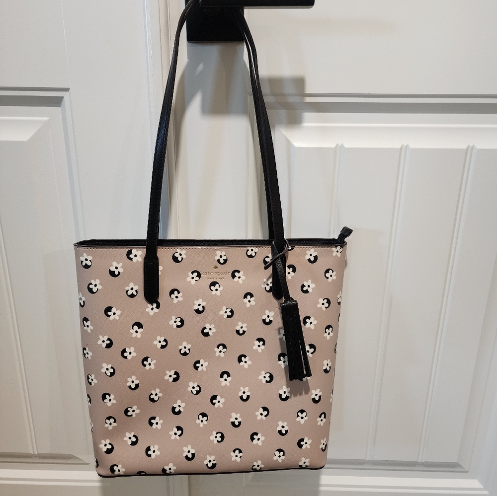 Kate Spade Jana Tote – Floral Dot Zip Top – Neutral Multi